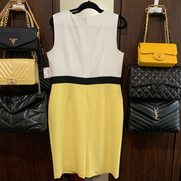 Kasper Crepe Sheath Colorblock Sleeveless Dress - Picture 5 of 7